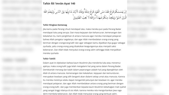Tafsir Surat Al Imran Ayat 140. [Dok. Kemenag]